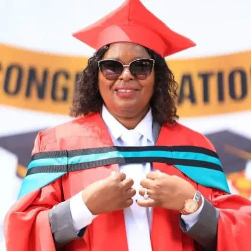 Dr Nonhlanhla Princess Ntimane in doctoral graduation regalia