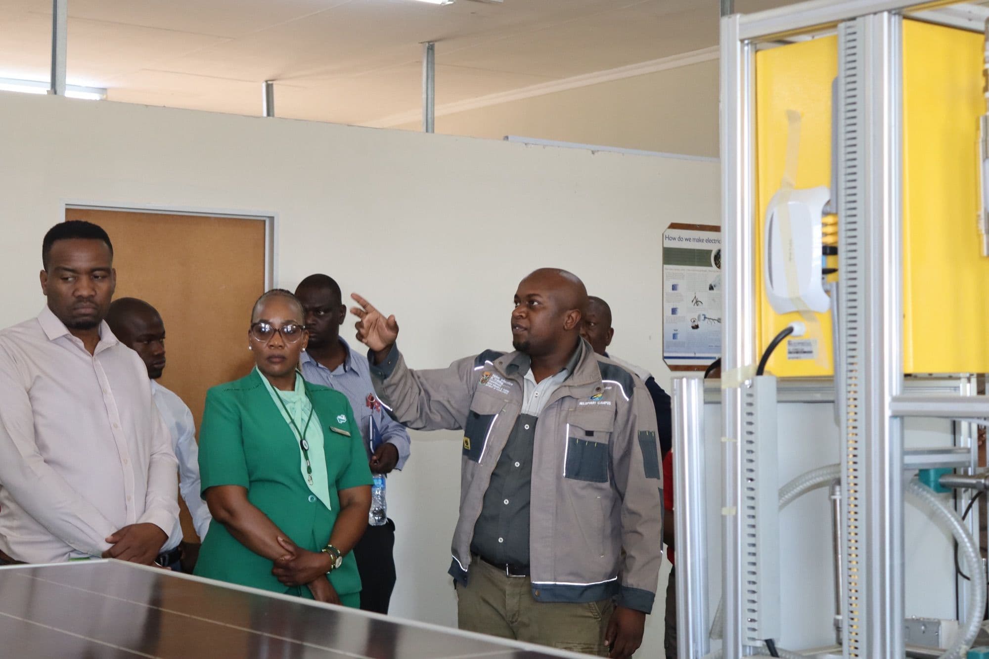 Stakeholders touring the college's engineering and renewable energy facilities