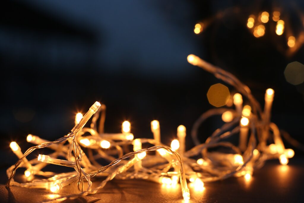 A picture of dim yellow lights.